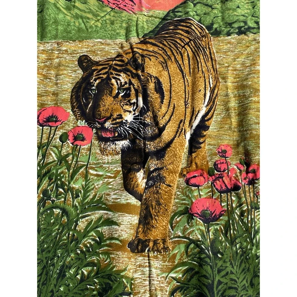 Vintage Tiger Landscape Tapestry Cotton Wall Hanging 56x36